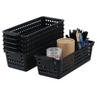 Slim Plastic Storage Baskets  Rectangle Draw Organizing Basket  6 Packs