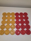 Vintage Crisloid Bakelite Backgammon Set W  30 1 75  Butterscotch   Red Dimpled
