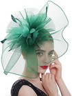 Sinamay Fascinator Hat Floral Feather Pillbox Derby Hats For One Size 01-green