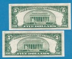 2- 5 00 1934-d  Consecutive Silver Certificate Blue Seal Choice New Pair