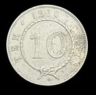 Sarawak Malaysia 10 Silver Cents 1910 C Brook Raja Rare Coin