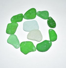 Genuine Drilled Sea Glass Beads Thick Real Beach Glass Green Jewelry Making
