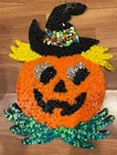 Vintage Jack-o -lantern Popcorn Melted Plastic Pumpkin Halloween Decoration