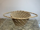 Vintage Mini Small Woven Leaf Spiral Basket Double Handle Handmade