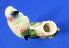 Vintage Royal Copley Parrot On Tree Stump Planter Vase Green Pink Ceramic