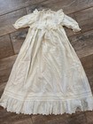 Antique Edwardian Christening Gown C  1900 White Cotton Batiste Baptismal Dress 