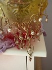 Vintage Nina Ricci For Avon Bib Necklace    gold Tone    Pearls   Pink Crystals    tag