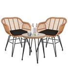 3pcs Outdoor Wicker Patio Furniture Bistro Set With Cushions Glass Conversation