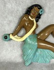 Vintage 1950s Chalkware Hula Girl Reclining Dancer Wall Plaque Tiki Decor 13x9