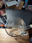 Vtg Hand Blown Clear Glass Martini Pitcher Applied Handle Pinch Spout 6 Cup Euc