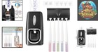 Automatic Toothpaste Dispenser   5-compartment Toothbrush Holder - Wall Mounted