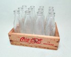 Coca Cola Miniature Wooden Crate 12 Glass Embossed Bottles Salesman s Sample