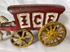 Vintage Antique Style Cast Iron 7 1 4    Horse-drawn Ice Wagon