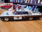 Nice Vintage Taiyo Tin Battery Operated Screaming Siren Ford Police Car With Box