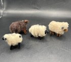 4 Vintage Real Wool Primitive Sheep 3 Natural Spun 1 Wrapped Country Handcrafted