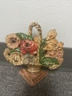 Hubley  484  poppies And Snapdragons  Cast Iron Floral Basket Doorstop 1930s