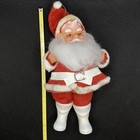 Vintage Santa Claus Mid Century Style Japan 8    Red Burlap Plastic 7     has Stains