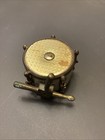 Vintage French Brass Figural Drum Desktop Thermometer