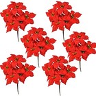 Christmas Artificial Poinsettia Flowers 6pack Silk Red 6pack Red Flower