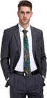 Mens Silk Paisley Necktie And Pocket Square Cufflinks Set For Wedding Green
