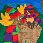 The Flagcenter Festive Moose And Bear Double Applique Garden Flag Embroidered