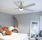 42 Inch Brushed Nickel Flush Mount Ceiling Fan W  Light  Remote 3cct Dimmable 