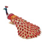  Hand-painted Enameled Peacock Collectible Figurine Jewelry Box - Trinket Box  