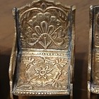 Set Of 4 Vintage Miniature Solid Brass Chairs Doll House Furniture Peacock Patte