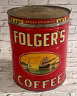 Vintage Folger s Coffee 5 Lb Key Wind Tin W  Original Lid Copyright 1931  empty 