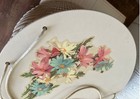 Vintage Pale Pink Wicker Princess Sewing Basket With Flowers Floral Design 1940s