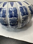 Vintage Chinese Blue And White Porcelain  Fluted Ginger Jar Chinoiserie