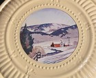 Antique Vintage Stove Pipe Cover In Good Condition With Snowy Cabin Theme