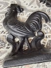Pair Of Vintage Rooster Cast Iron Bookends Door Stop Black Felt Bottom  1122