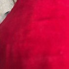 Vtg Needlepoint Wool Christmas Stocking Santa Claus And Cat Red Velvet 19  New