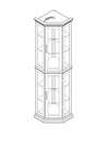 Glass Cabinet Lighted Corner Cabinet Display Curio Mirror Back Adjustable Shelf