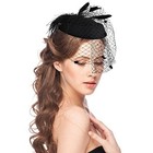 Yolev Black Fascinators Hats For Women Veil Feather Fascinators Hair Clip With 