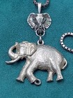 23  Sterling Silver Necklace W Elephant Face Pendant  Full Elephant Drop Pendant