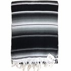 Black Mexican Blanket Traditional Serape Stripes Baja Southwest Blanket Throw Xl