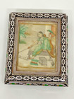 Antique India Silver Enameled Box Hand Painting Insert Signed