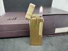 Vintage Dunhill Rolla Gas Lighter Gold Barley Stripe With Box Working Condition