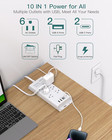 Power Strip Surge Protector Flat Plug Extension Cord With 6 Outlet 4 Usb Ports  