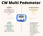 Cw Multi Pedometer Steps Distance Calories Belt Clip No App Assorted Colors