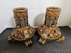 Antique 1917s Arabic Ornate Bronze Candlestick Holders Excellent  Condition  