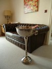 Silver Floor Standing Bowl Champagne Ice Bucket Distressed Look Wine Cooler Gift