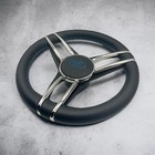 Cobalt Boat Steering Wheel Polished Stainless Steel Spokes Leather Rim
