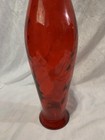 Spain Made Retro Ruby Red Decanter Blown Glass Decorative Art Vase Bottle Pier 1