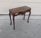 Vintage French Provincial Burl Walnut Side Entry Table Carved Wood Louis Xv J76