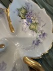 Antique Limoges 3 Section Divided Handled Serving Tray Dish Leaf Hand Painted