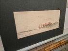 Antique 19th Century Watercolor     Fishing Village By The Sea Matted But Unframed