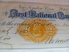 1875 New London Connecticut Bank Check Beautiful  anchor  Art       2 Color Note 